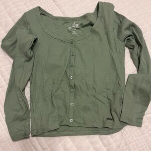 Green Button front Baby Tee Hollister